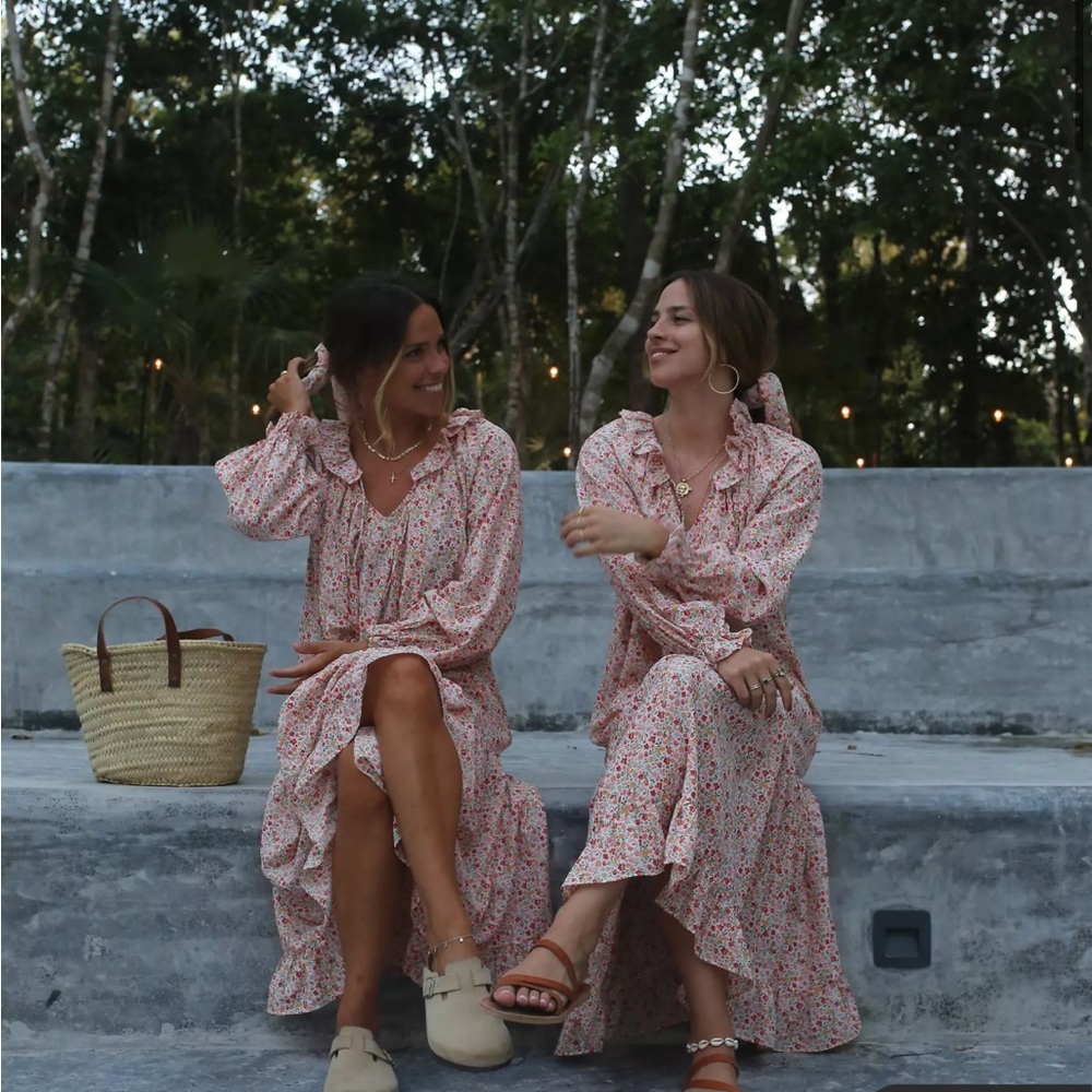 Labelrail x Collyer Twins ruffle midaxi dress with balloon sleeves